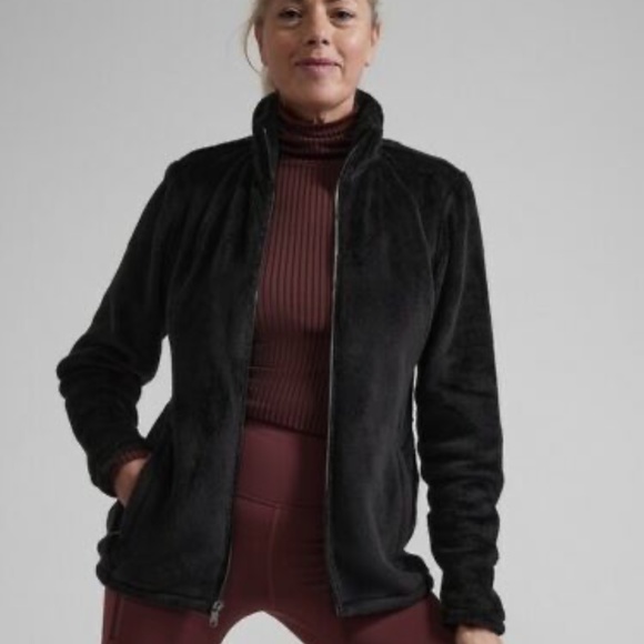 Athleta Jackets & Blazers - ATHLETA Double Cozy Karma Recover Full Zip Black Sweater Jacket Extra Small XS
